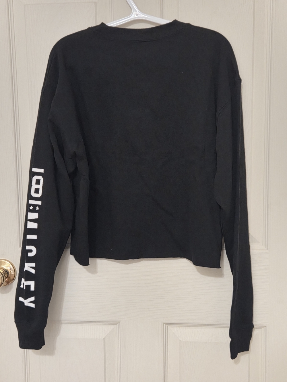 Women's Black Cropped Graphic Sleeve Pullover - Picture 2 of 6